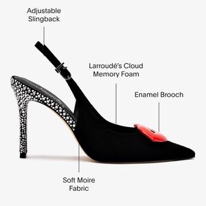$575 Larroudé x Libertine Lips Pump Hi In Black Suede Crystals Handmade 9.5